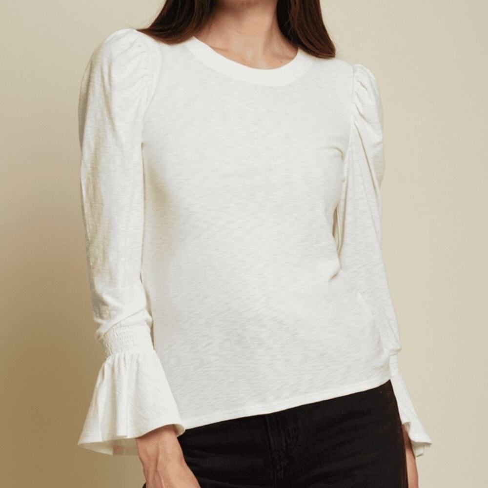 Nation Penny Flounce Sleeve Off White Long Sleeve Tee Size Small